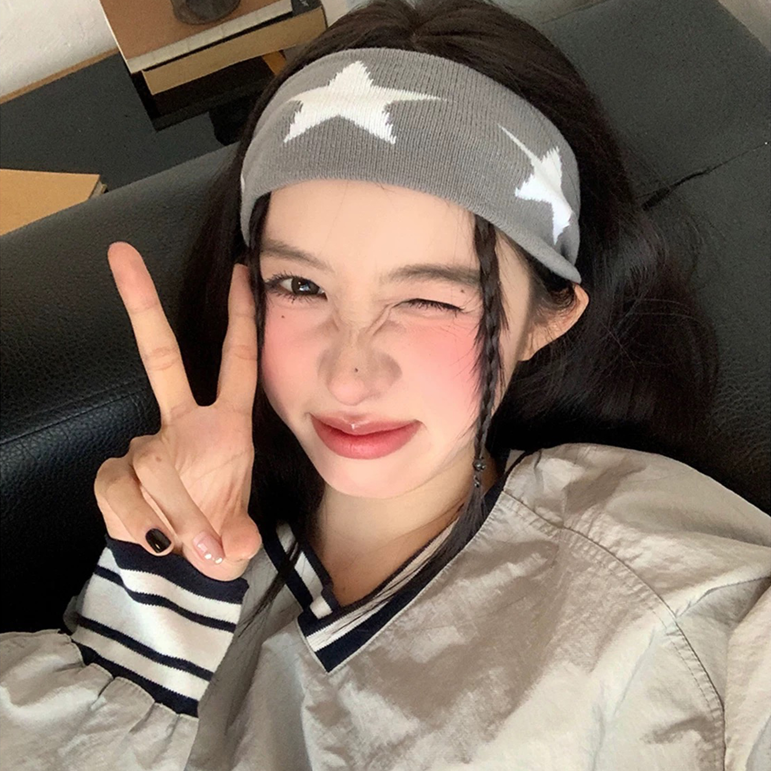 Bandana Blank White - Star Embroidery Sports Headband for Running