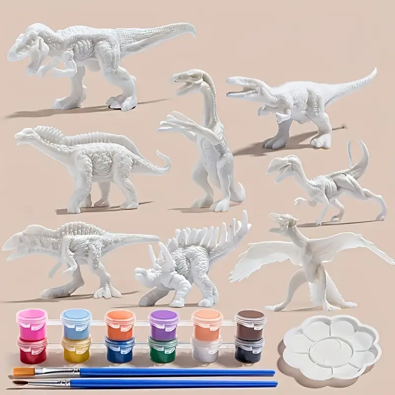 6pcs/8pcs, DIY Coloring Dinosa - Puzzle Blank White 评论和价格