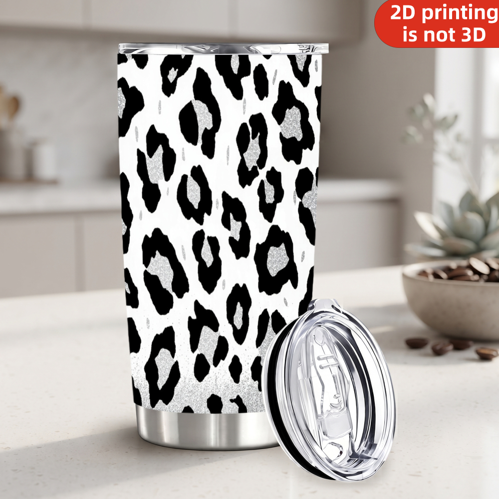 20oz Black Silver Glitter Leop - Tumbler 20Oz White 评论和价格