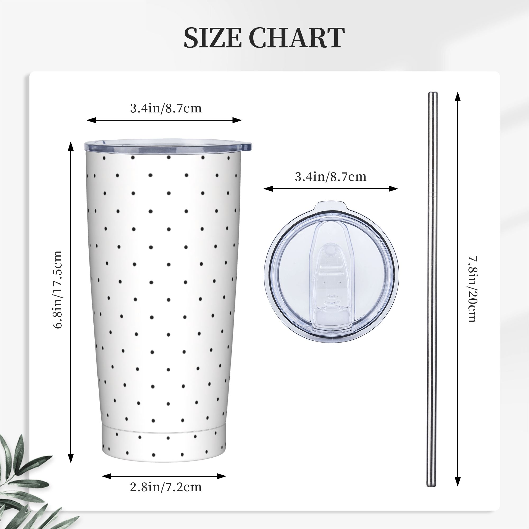 Black & White Polka Dot Patter - Tumbler 20Oz White 评论和价格
