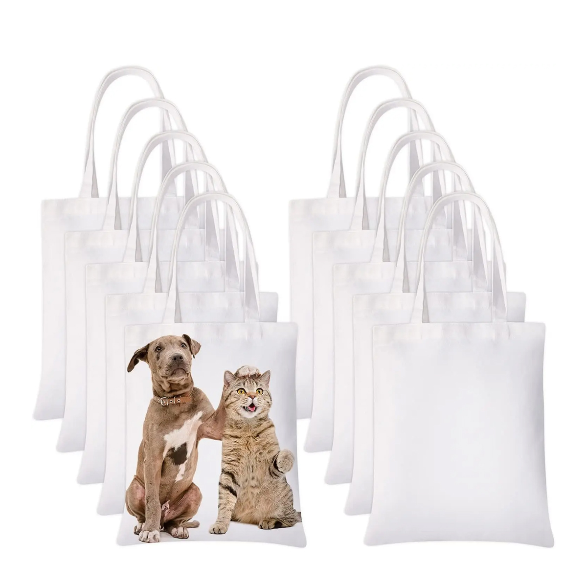 6pcs White Canvas Tote Bags, S - Tote Bag Sublimation 评论和价格
