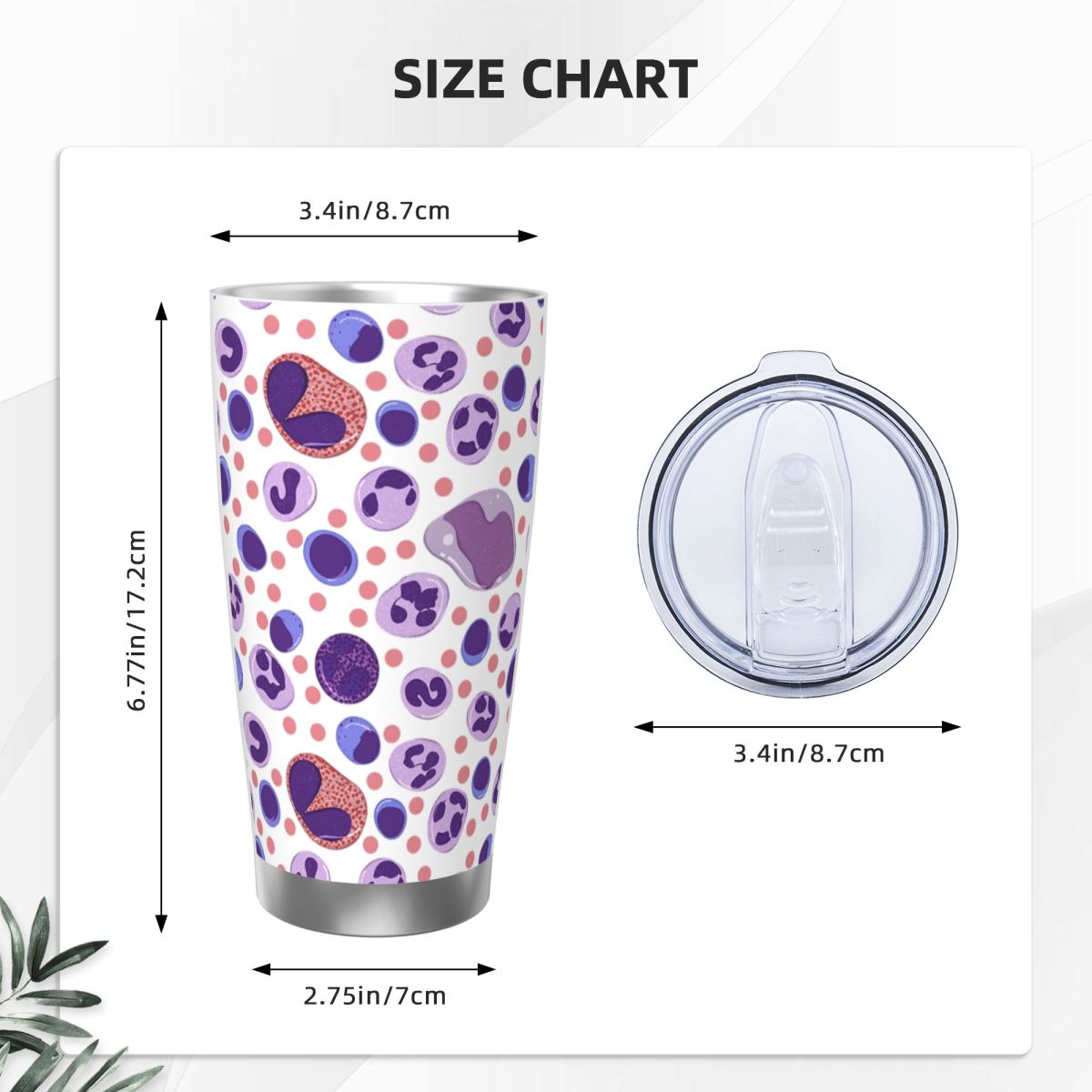 Large White Blood Cell Pattern - Tumbler 20Oz White 评论和价格