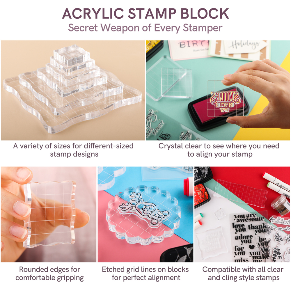 3pcs Clear Acrylic Stamp Block - Photo Acrylic Block 评论和价格