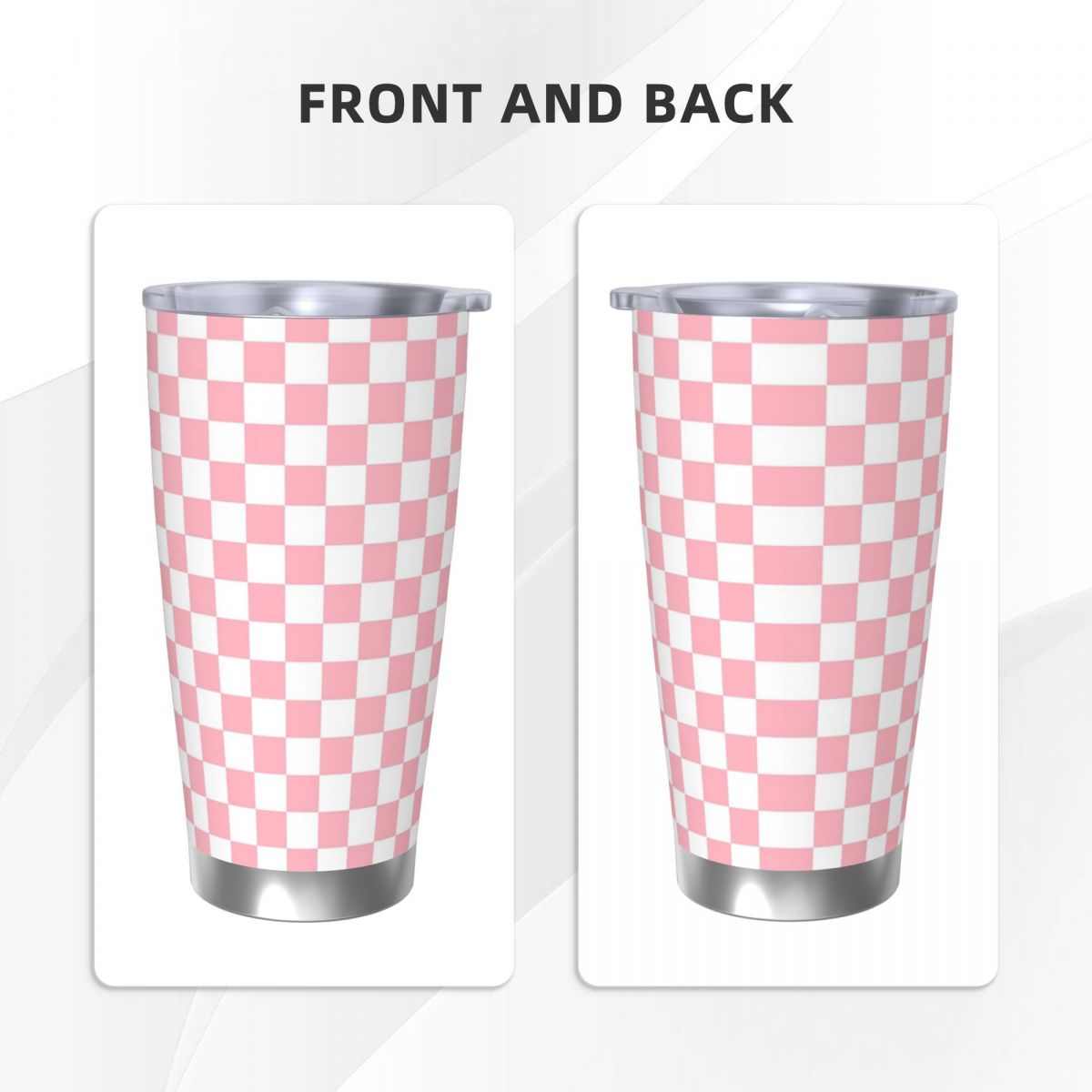 Pink White Checkerboard Patter - Tumbler 20Oz White 评论和价格