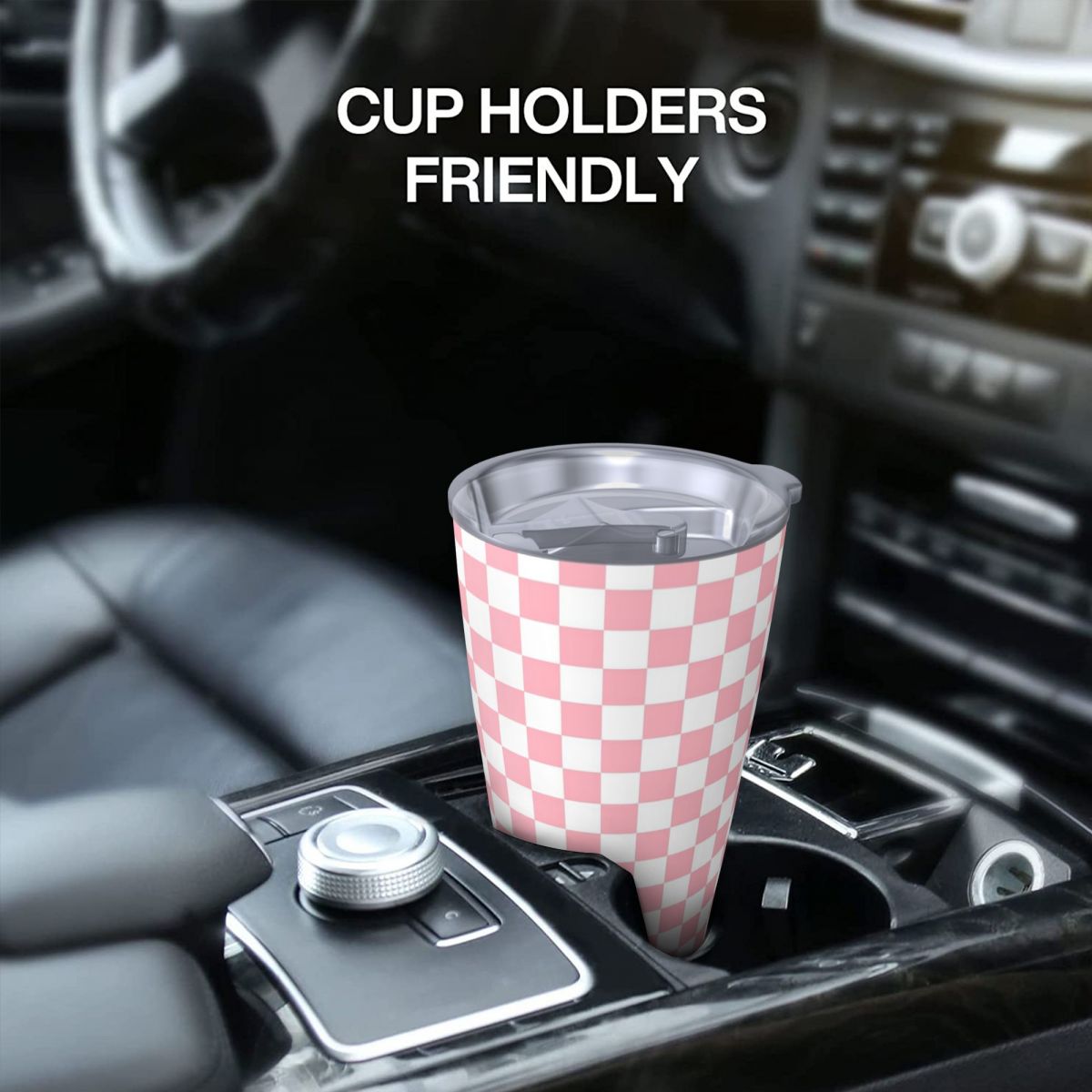 Pink White Checkerboard Patter - Tumbler 20Oz White 评论和价格