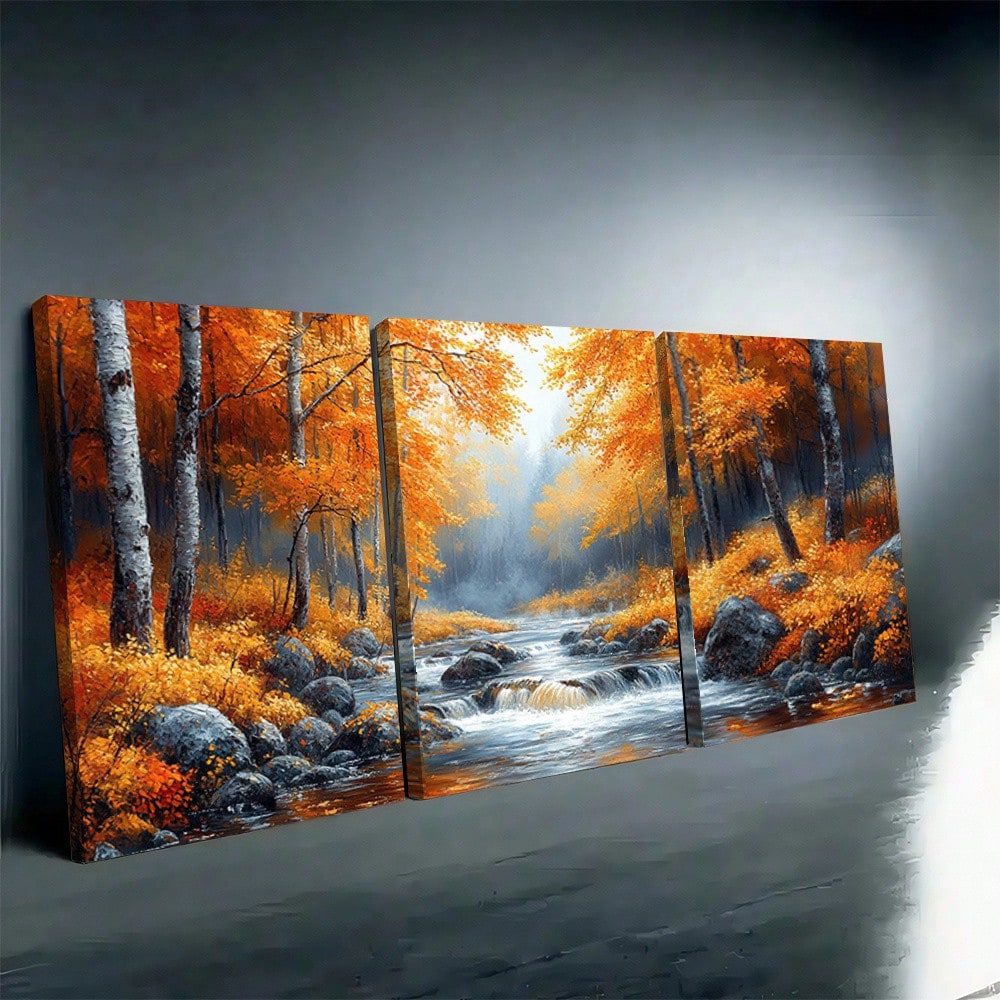 2D Flat, 3pcs Set Vibrant Autu - Canvas Wrap Ready 评论和价格