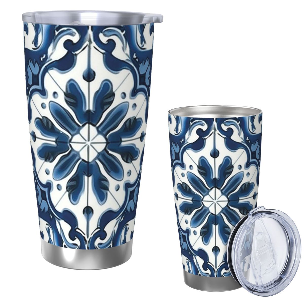 Blue And White Majolica Patter - Tumbler 20Oz White 评论和价格