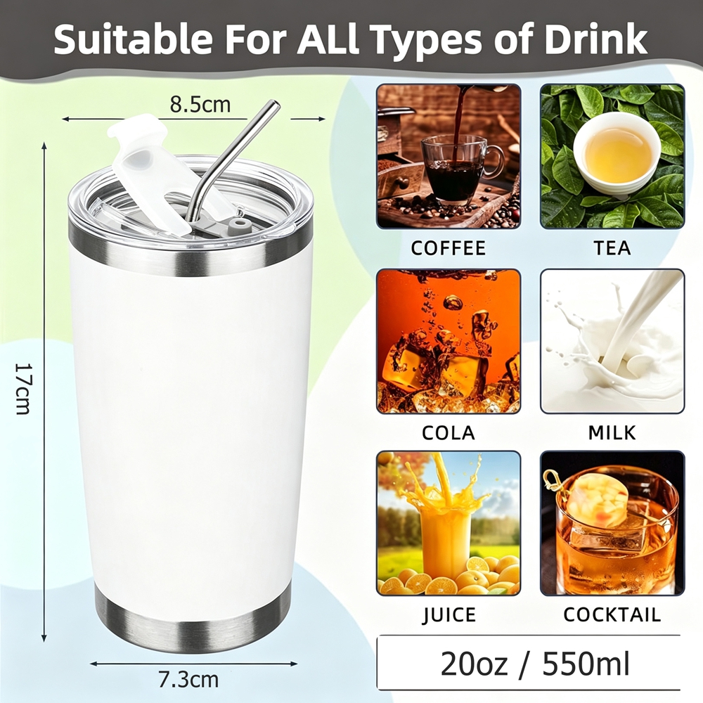 20oz Tumbler Mug with Lid and  - Tumbler 20Oz White 评论和价格