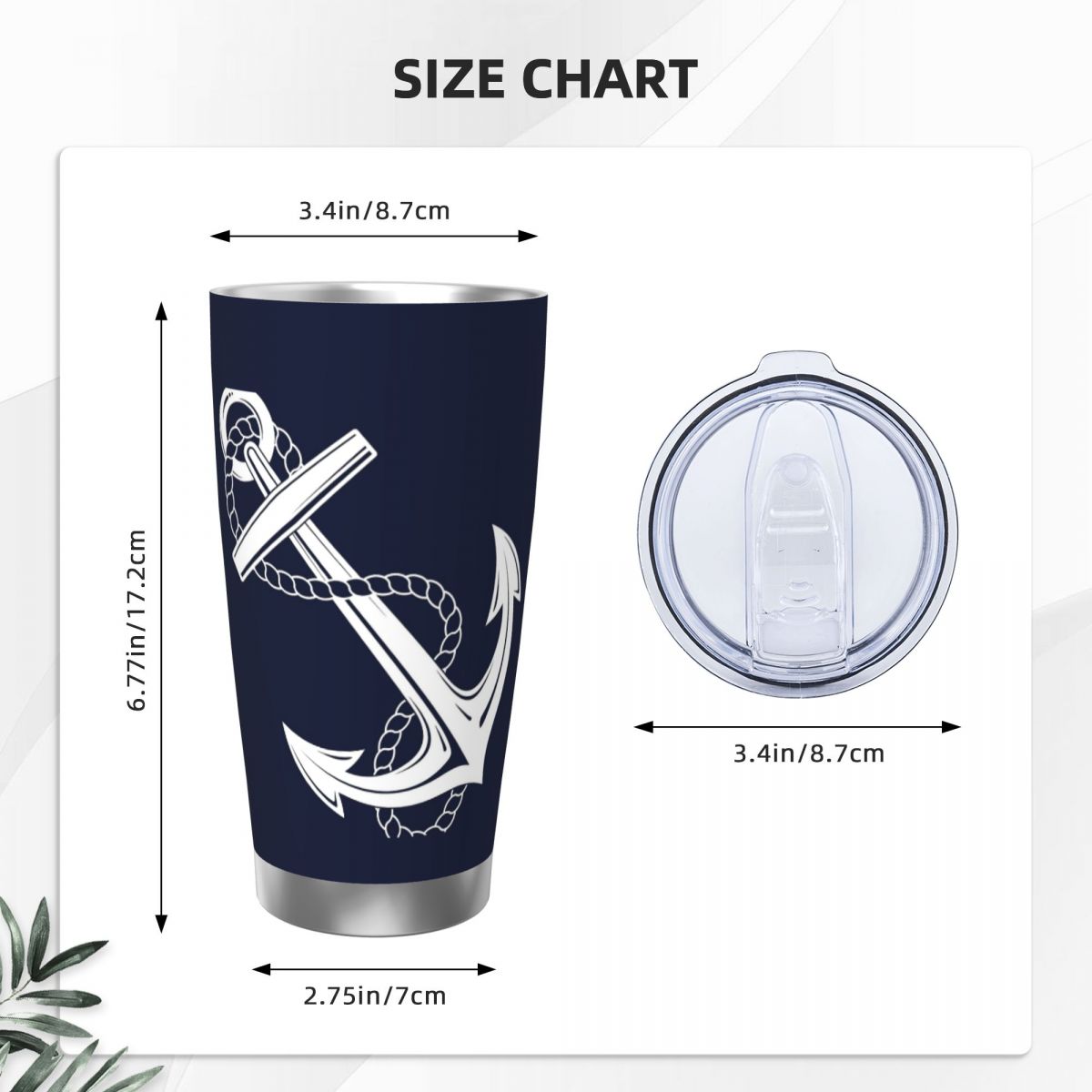Anchor Nautical White & Navy S - Tumbler 20Oz White 评论和价格