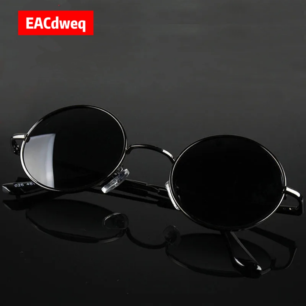 Retro Vintage Round Sunglasses - Metal Photo Panel 评论和价格