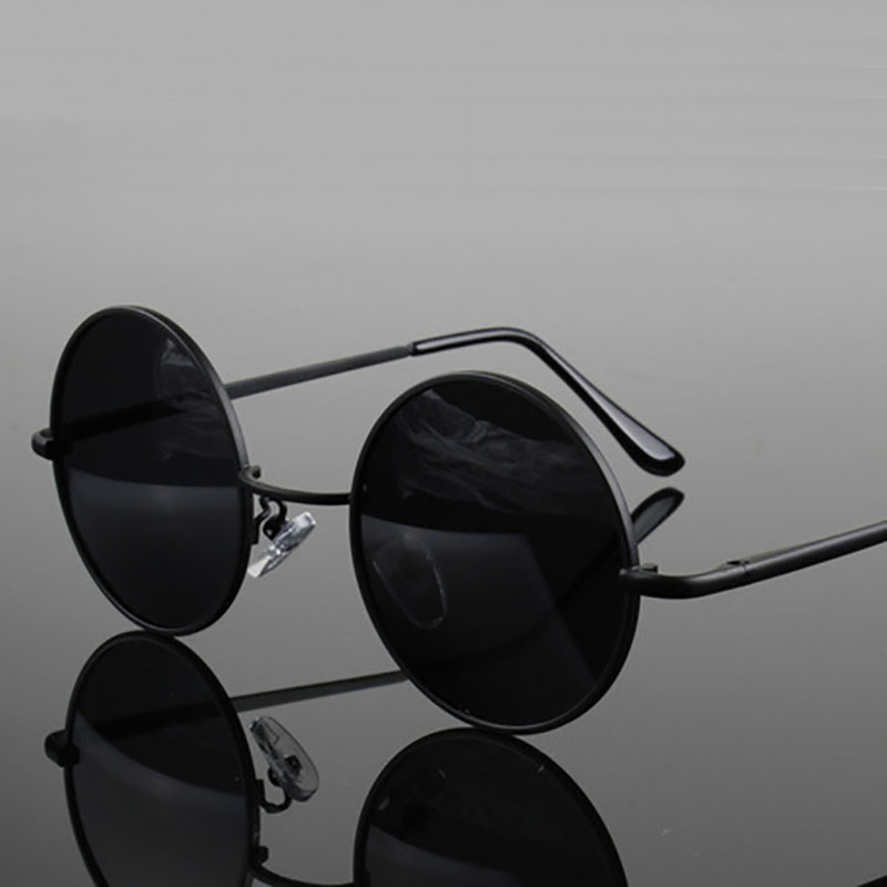 Retro Vintage Round Sunglasses - Metal Photo Panel 评论和价格