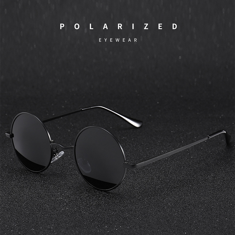 Retro Vintage Round Sunglasses - Metal Photo Panel 评论和价格